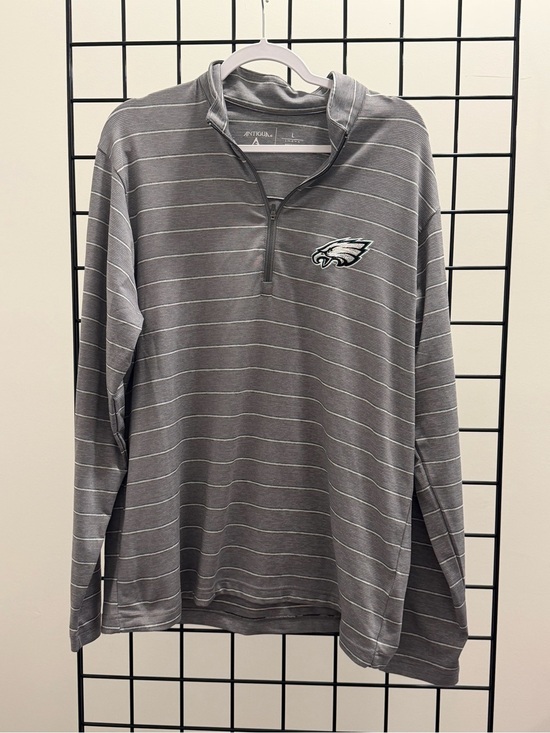 Antigua Other - Antigua Gray Striped Philadelphia Eagles Quarter-Zip Pullover